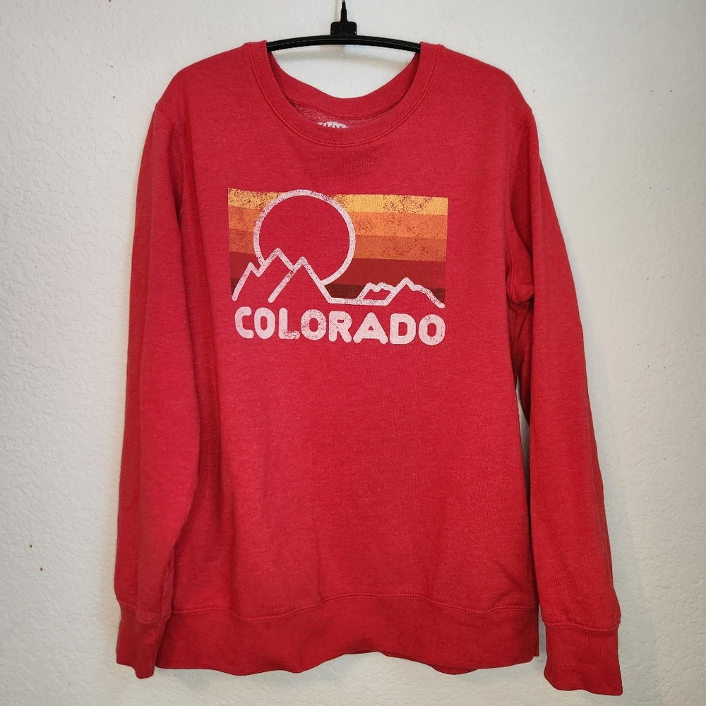 Home Free Red Colorado Graphic Women's Crewneck‎ Sweatshirt, Size L